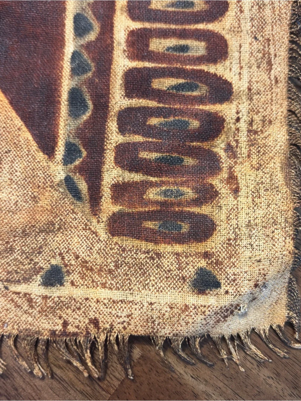 VTG  Tribal Tapa Bark Cloth Painting - Pacific Island Folk Art Korhogo Mudcloth